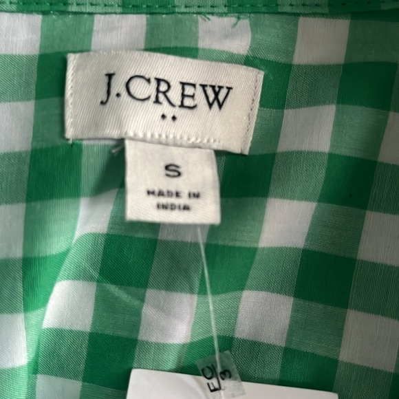 J Crew Long Sleeve Green & White check blouse. NWT. J Crew, Small. - Picture 7 of 7